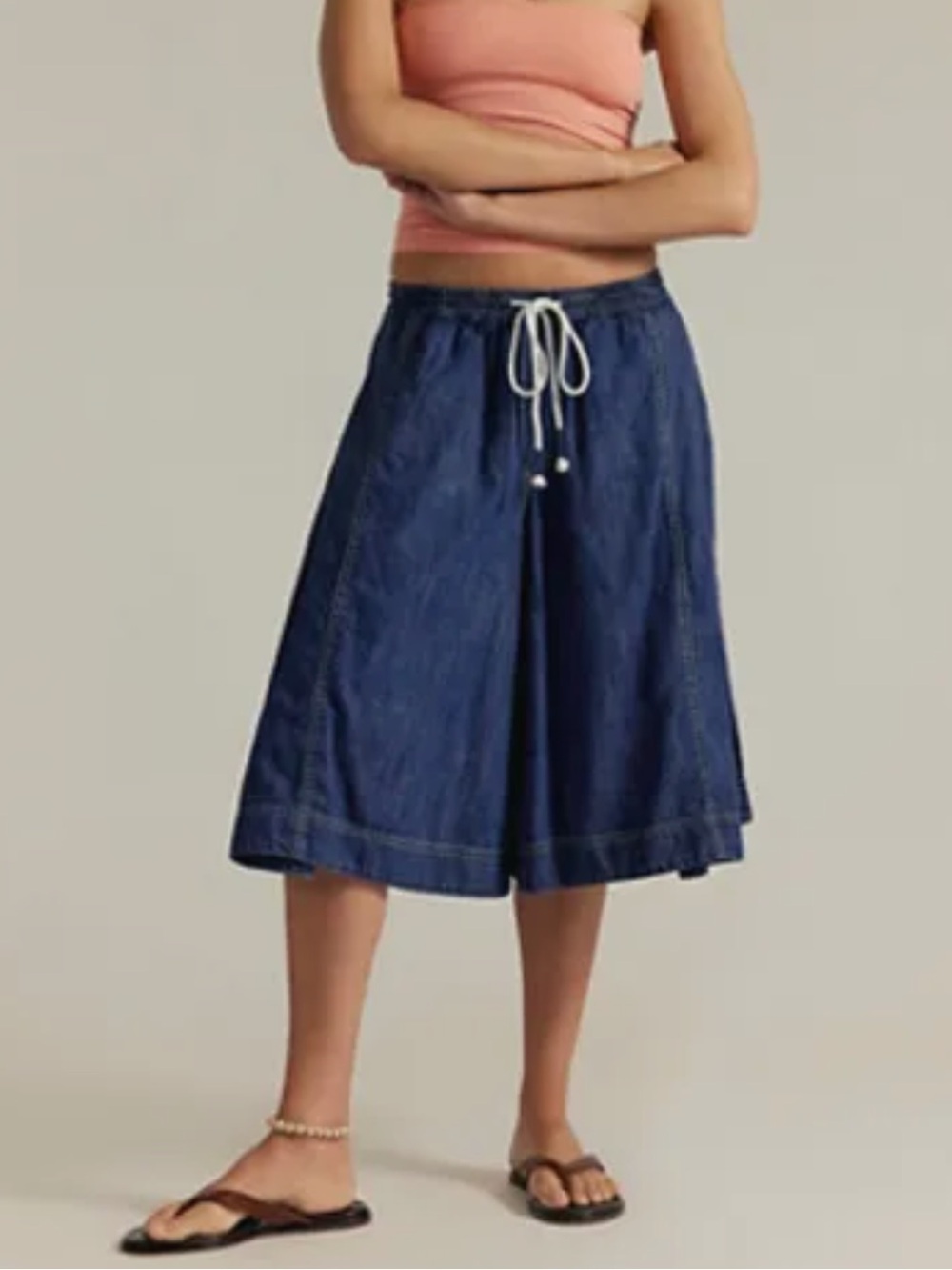 Free People We The Free Distant Lover Culotte Jeans Shorts in Long Distance NWT